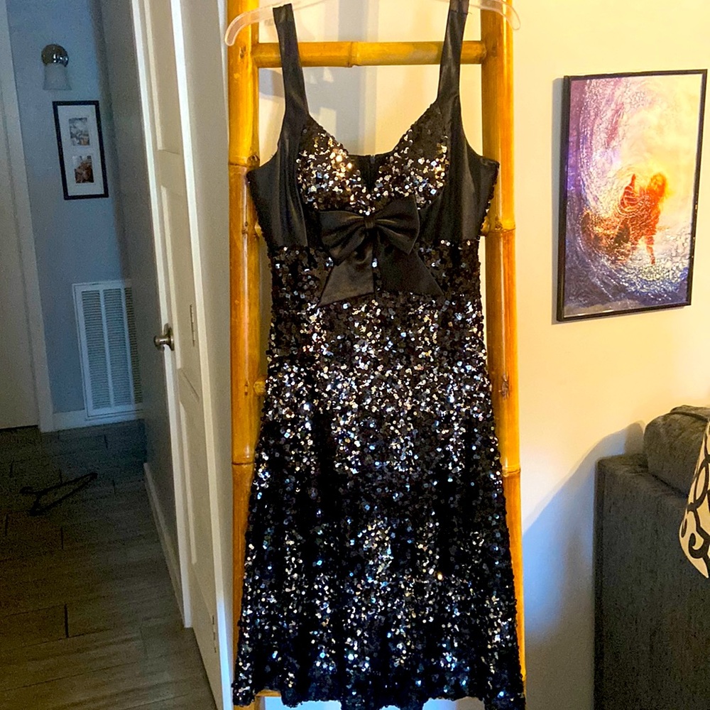 FINAL LISSA Sparkling Full Sequin Satin Bow Gorgeous Dress SZ 3